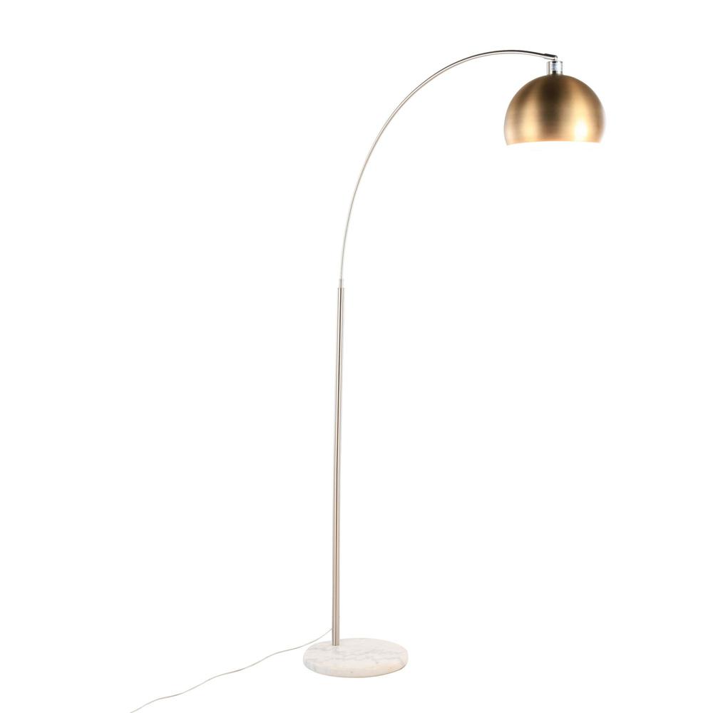 White Marble, Nickel, Antique Brass Metal March Floor Lamp. Picture 7