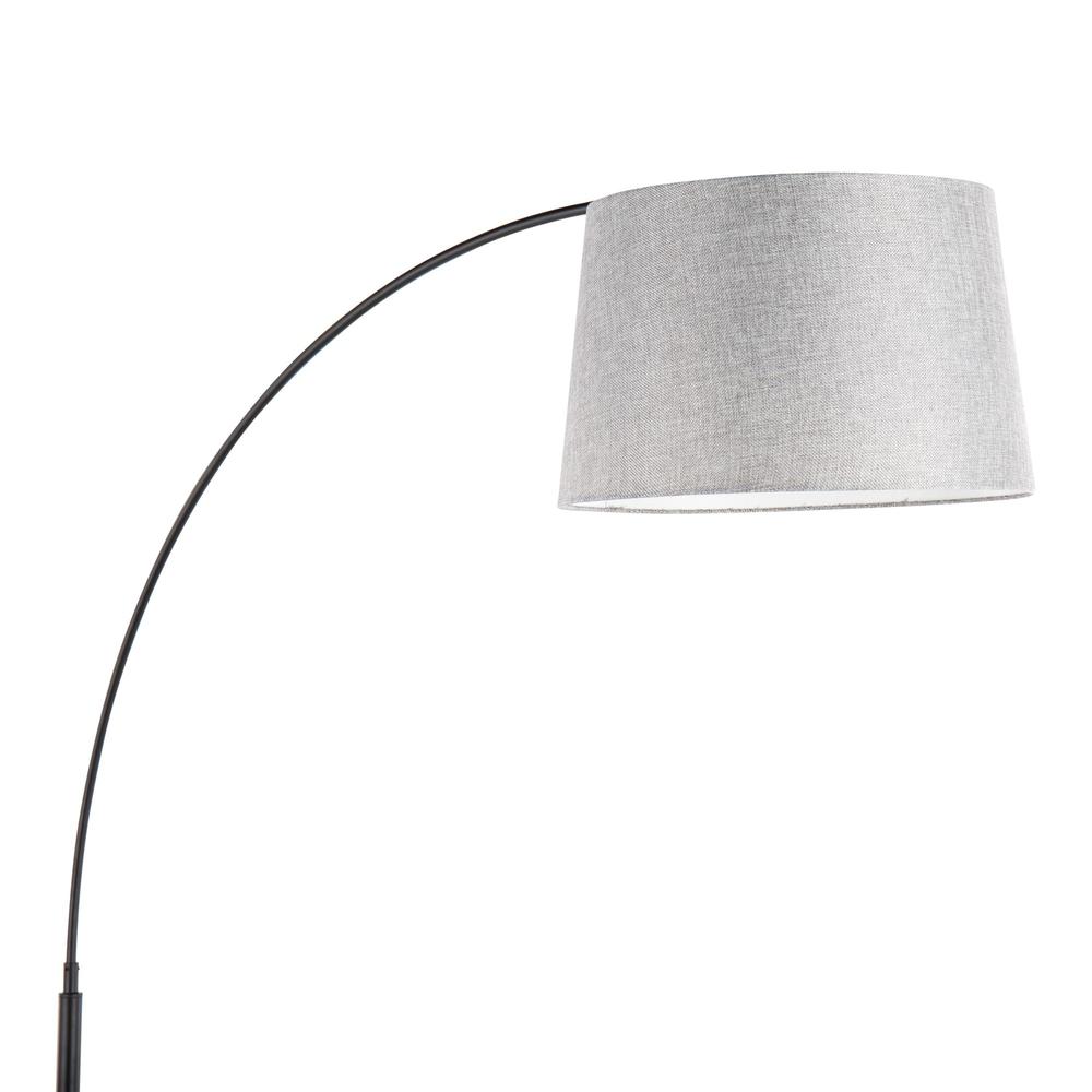 Black Marble, Black Metal, Grey Linen March Floor Lamp. Picture 7