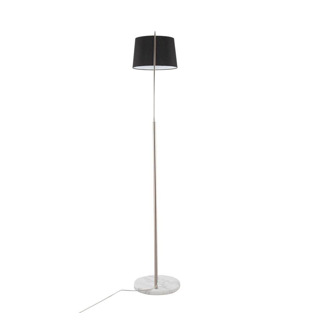 White Marble, Nickel, Black Linen March Floor Lamp. Picture 5