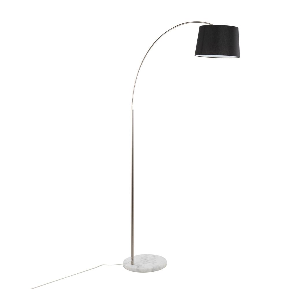 White Marble, Nickel, Black Linen March Floor Lamp. Picture 4