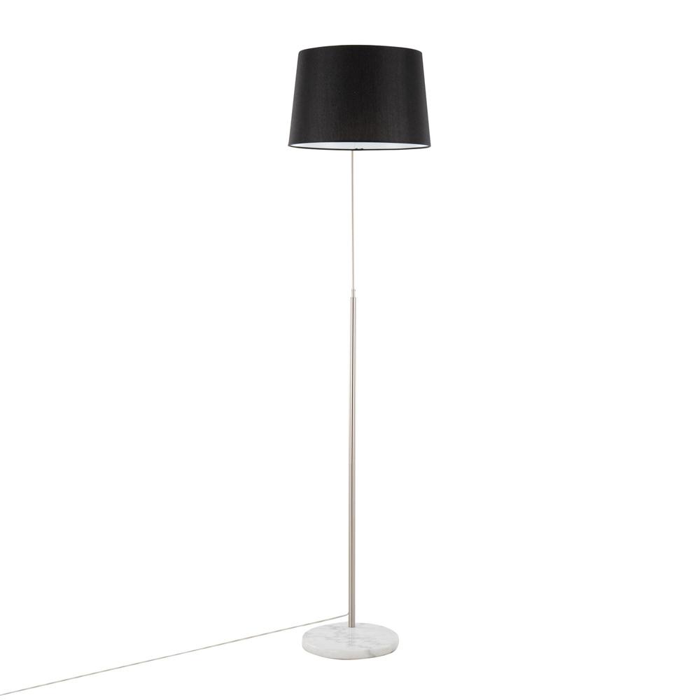 White Marble, Nickel, Black Linen March Floor Lamp. Picture 6