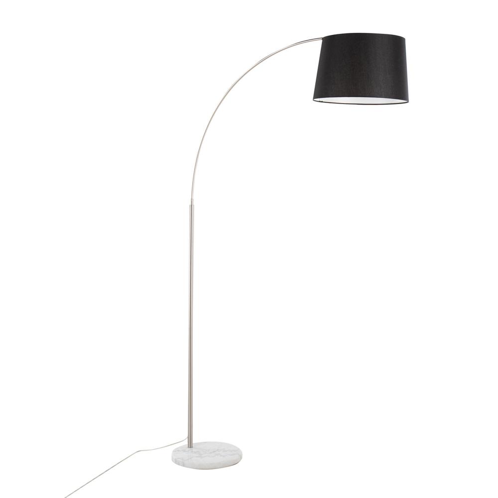 White Marble, Nickel, Black Linen March Floor Lamp. Picture 1