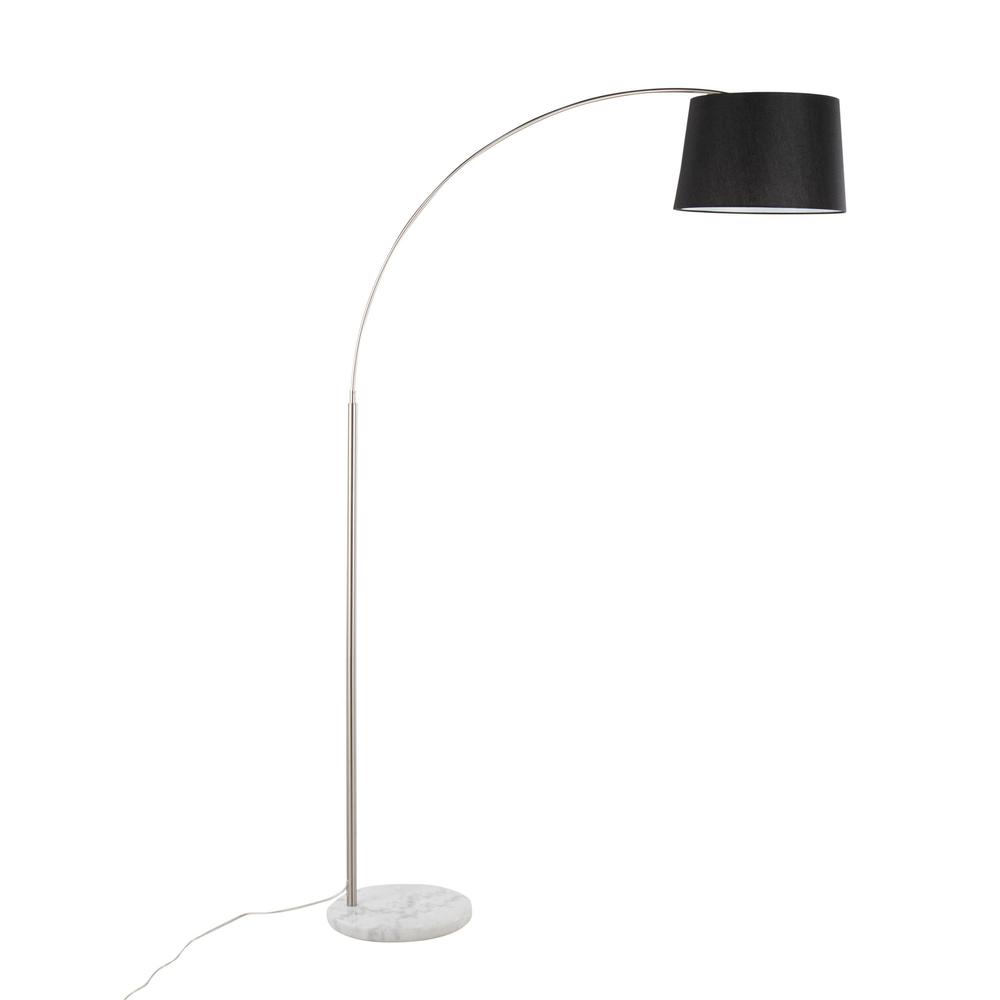 White Marble, Nickel, Black Linen March Floor Lamp. Picture 3