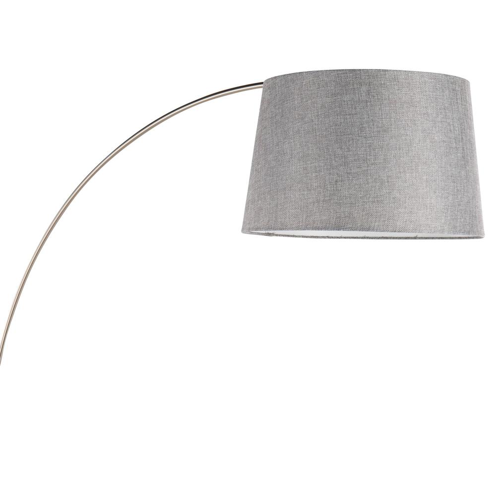White Marble, Nickel, Grey Linen March Floor Lamp. Picture 7