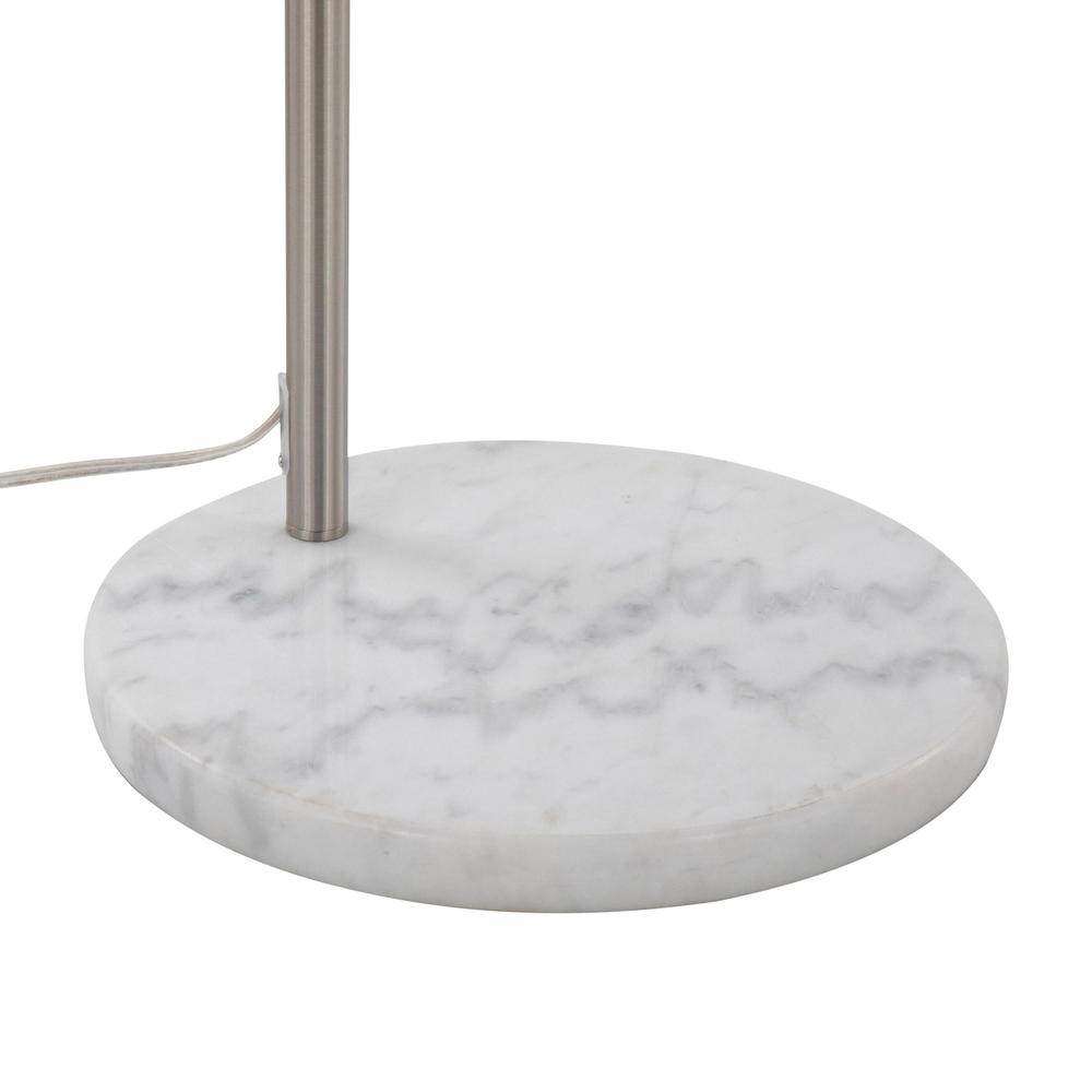White Marble, Nickel, Grey Linen March Floor Lamp. Picture 8