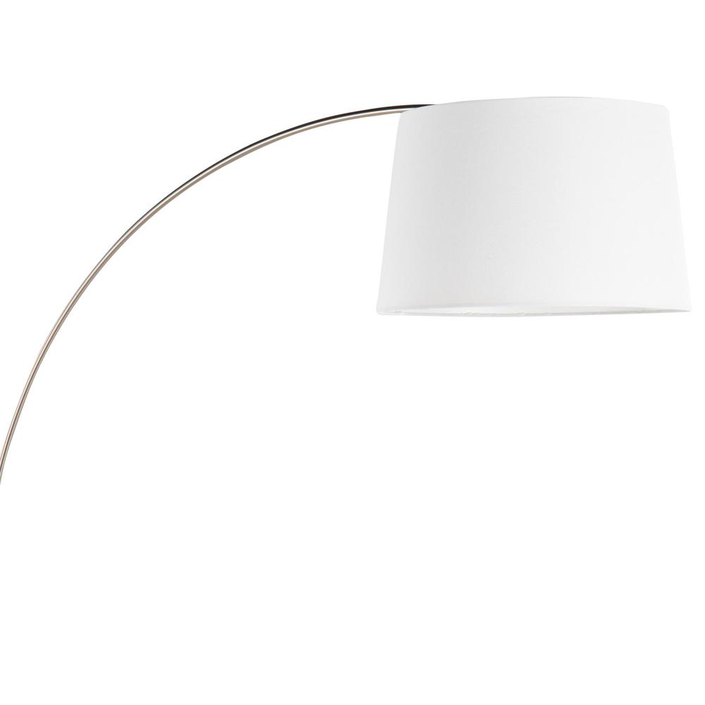 White Marble, Nickel, White Linen March Floor Lamp. Picture 7