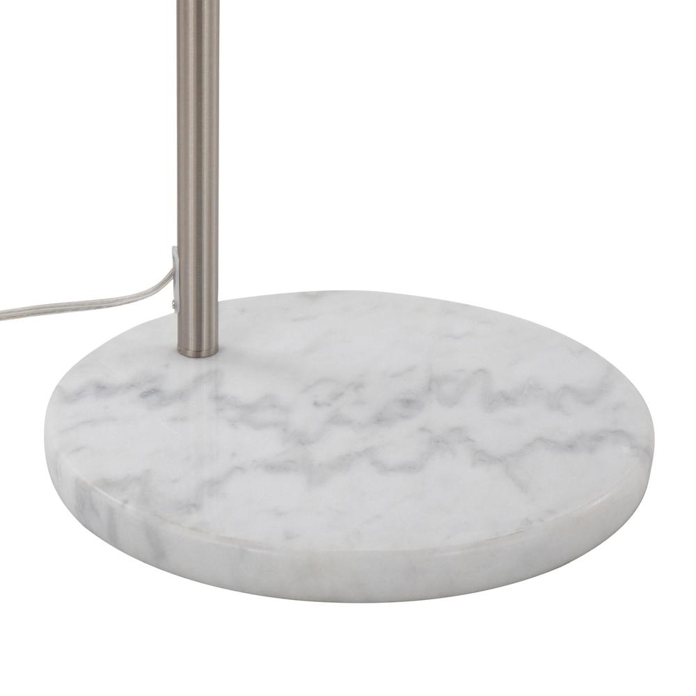 White Marble, Nickel, White Linen March Floor Lamp. Picture 8