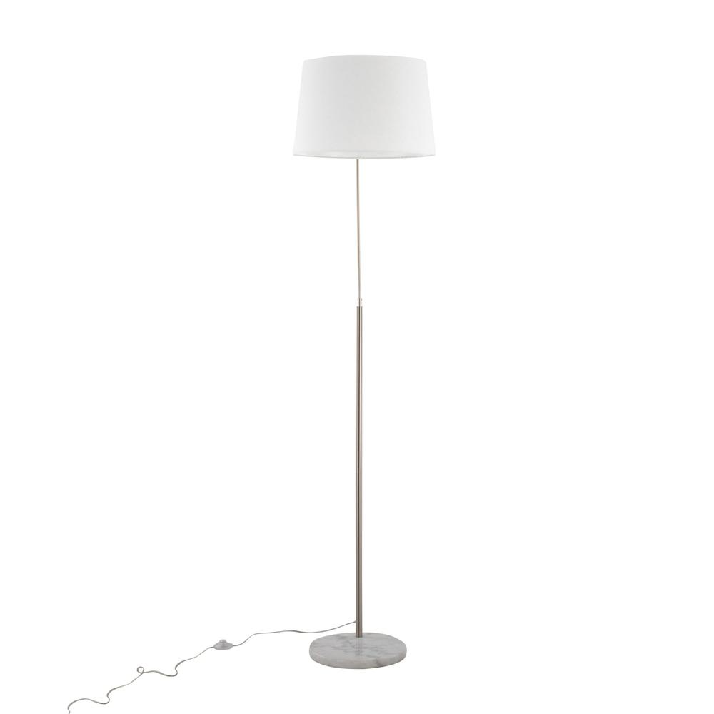 White Marble, Nickel, White Linen March Floor Lamp. Picture 6