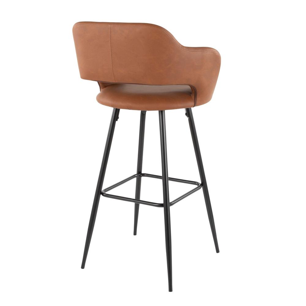Black Metal, Brown PU Margarite Barstool - Set of 2. Picture 4