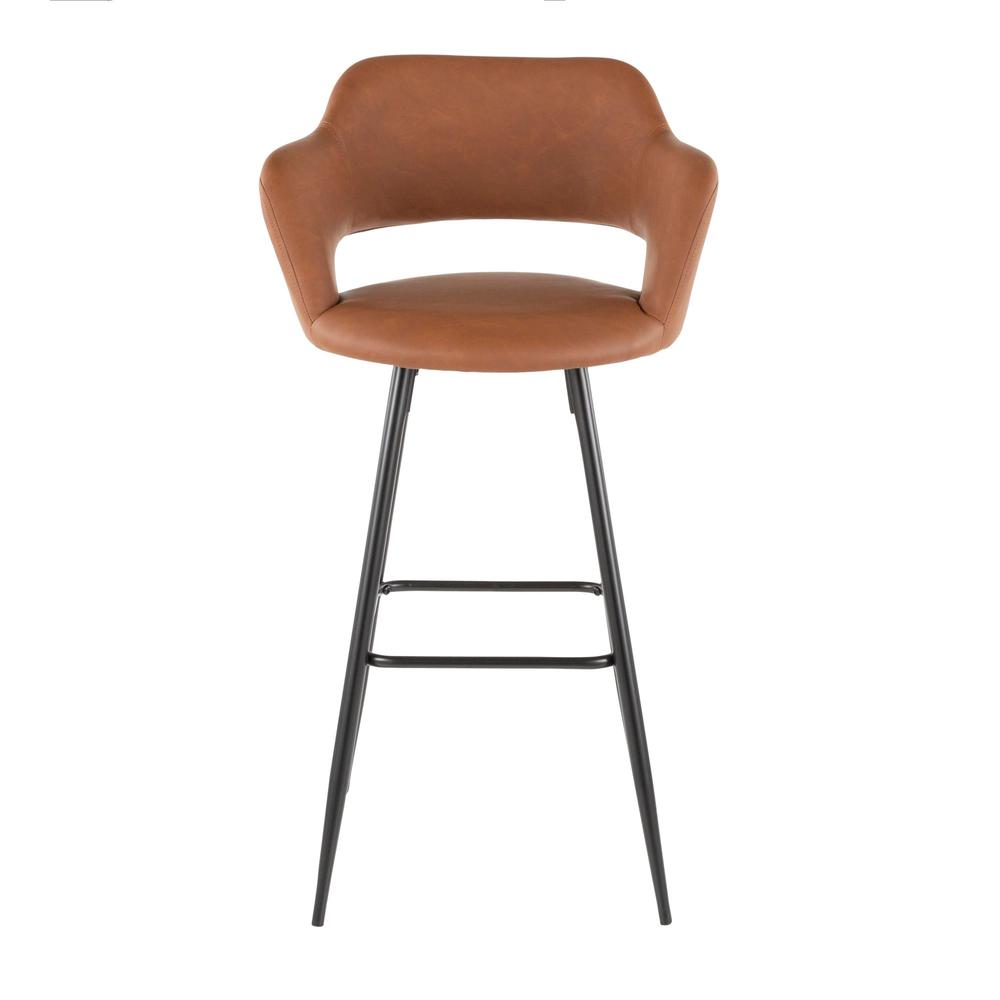 Black Metal, Brown PU Margarite Barstool - Set of 2. Picture 6
