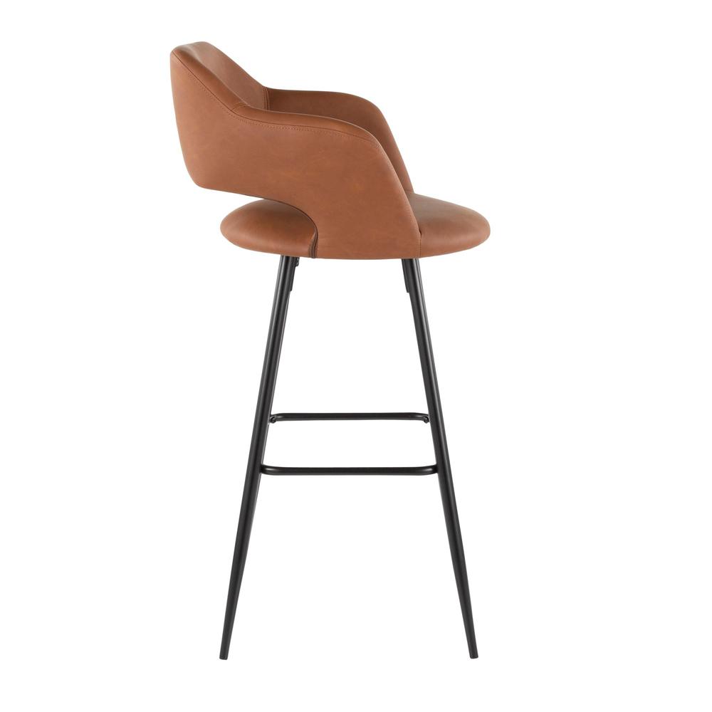 Black Metal, Brown PU Margarite Barstool - Set of 2. Picture 3