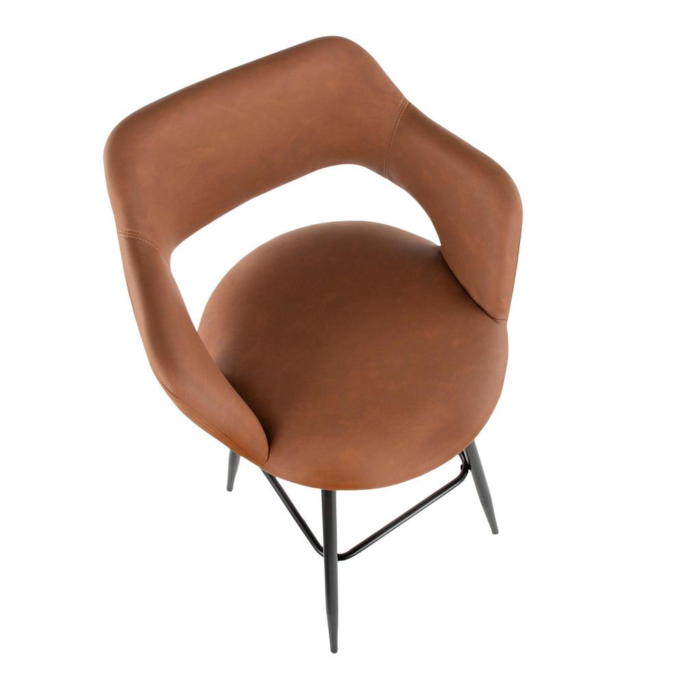 Black Metal, Brown PU Margarite Barstool - Set of 2. Picture 7