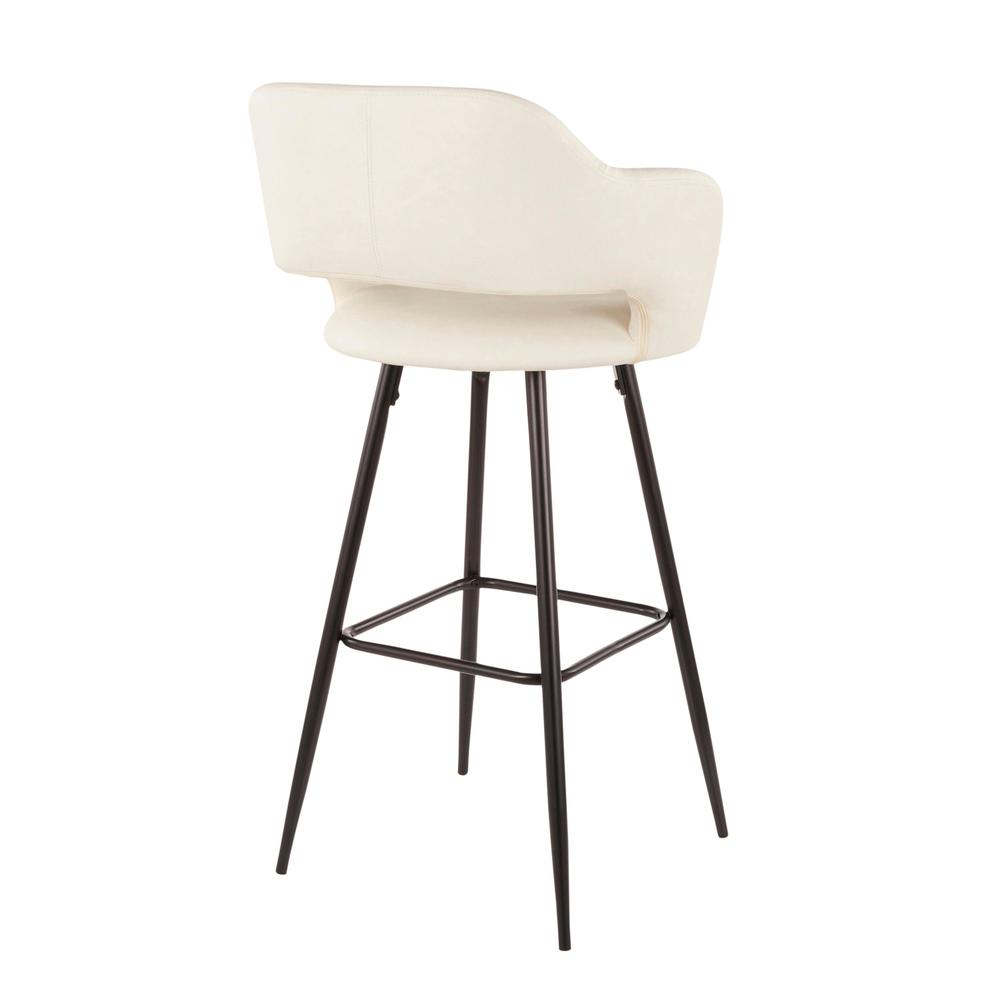 Black Metal, Cream PU Margarite Barstool - Set of 2. Picture 4