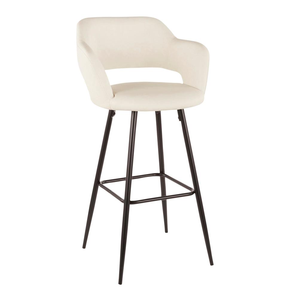 Black Metal, Cream PU Margarite Barstool - Set of 2. Picture 2