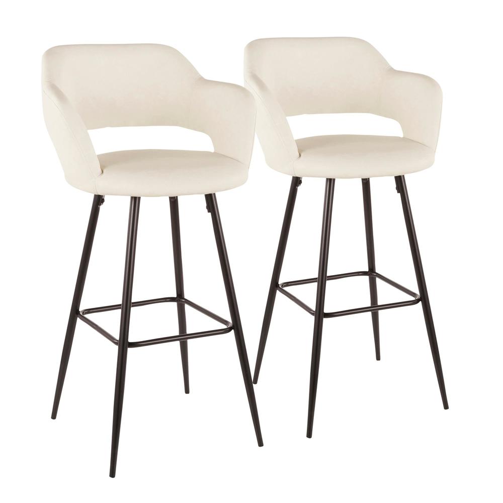Black Metal, Cream PU Margarite Barstool - Set of 2. Picture 1