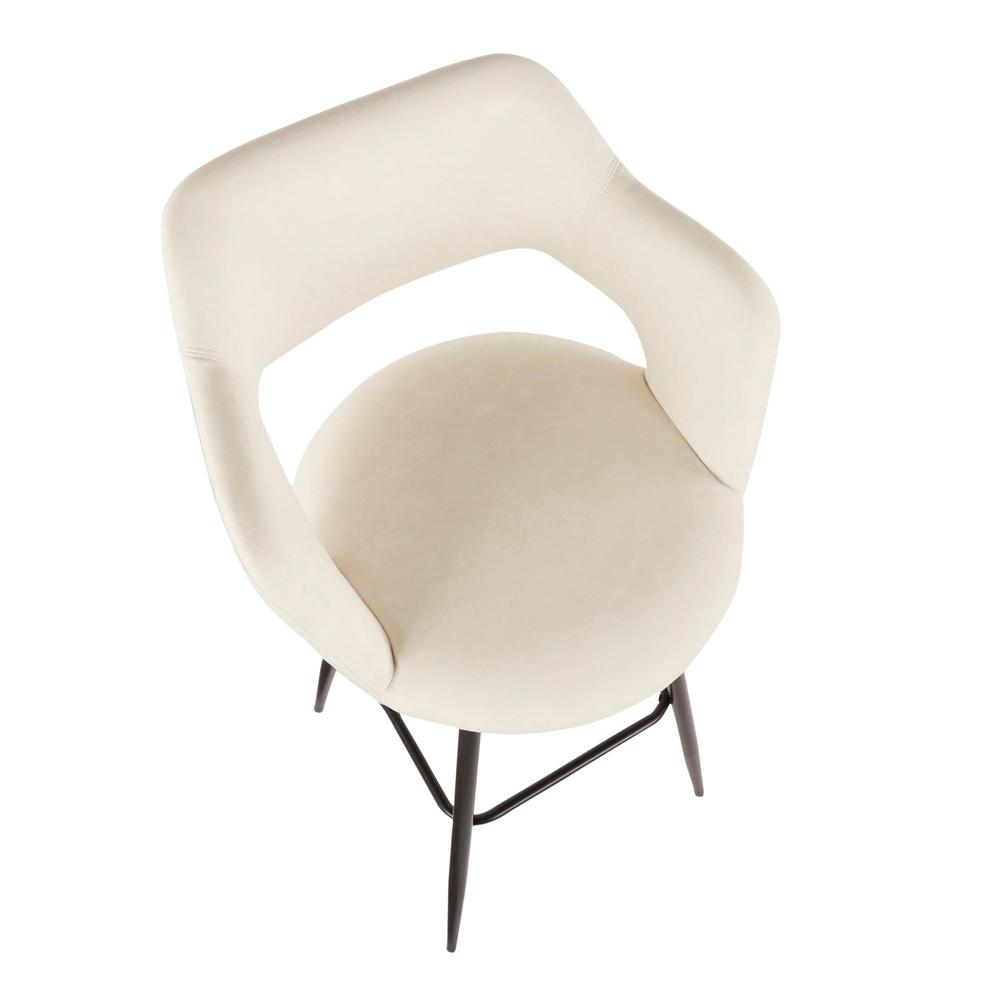 Black Metal, Cream PU Margarite Barstool - Set of 2. Picture 7