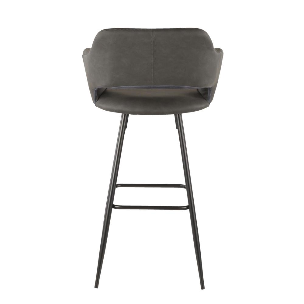 Black Metal, Grey PU Margarite Barstool - Set of 2. Picture 4