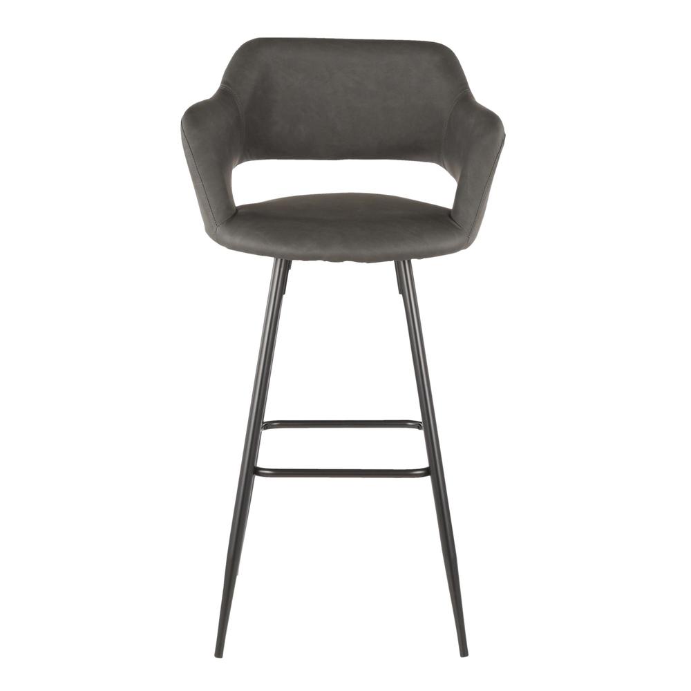 Black Metal, Grey PU Margarite Barstool - Set of 2. Picture 5