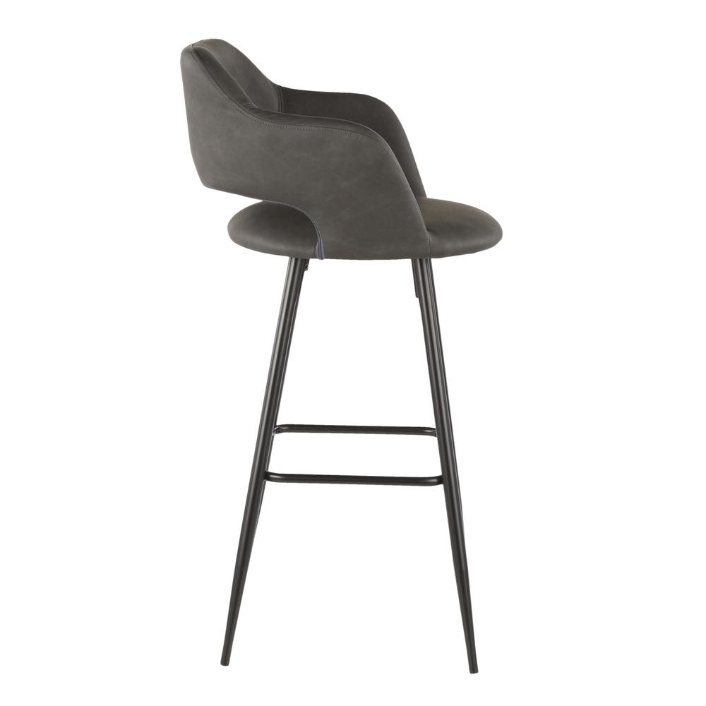 Black Metal, Grey PU Margarite Barstool - Set of 2. Picture 3