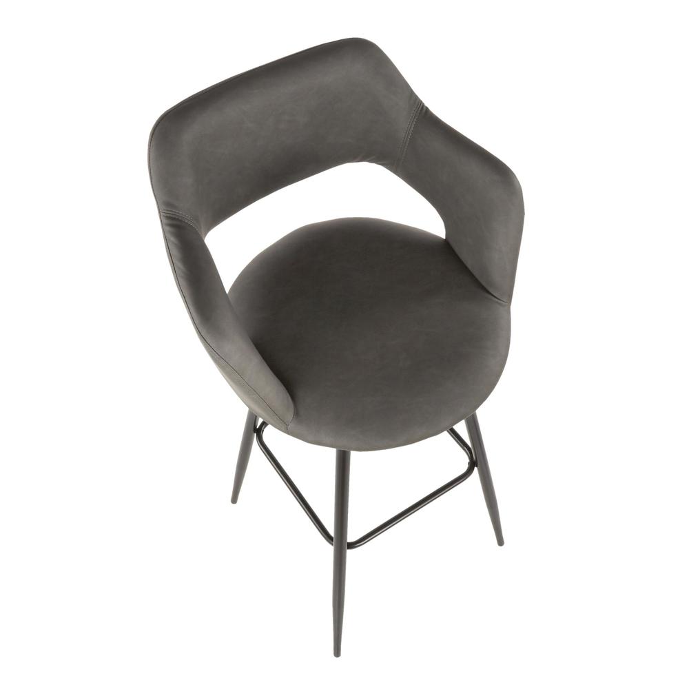 Black Metal, Grey PU Margarite Barstool - Set of 2. Picture 6