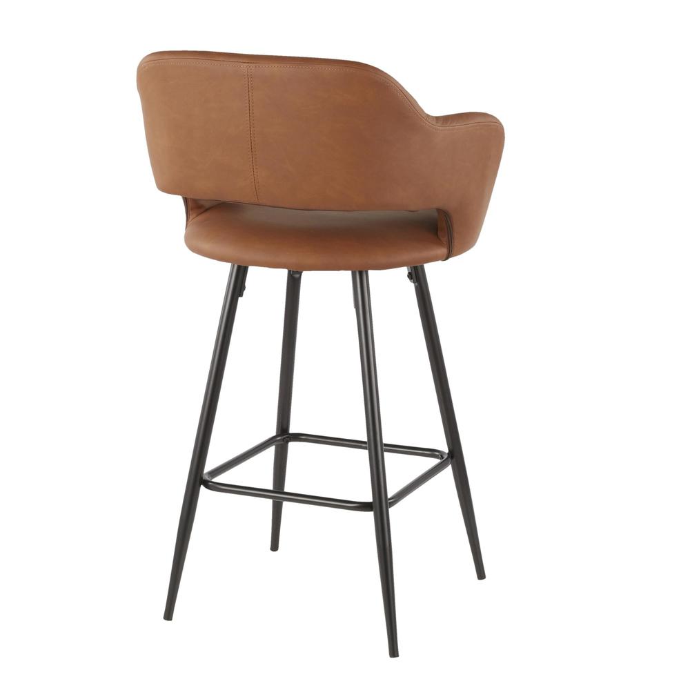 Black Metal, Brown PU Margarite Counter Stool - Set of 2. Picture 4