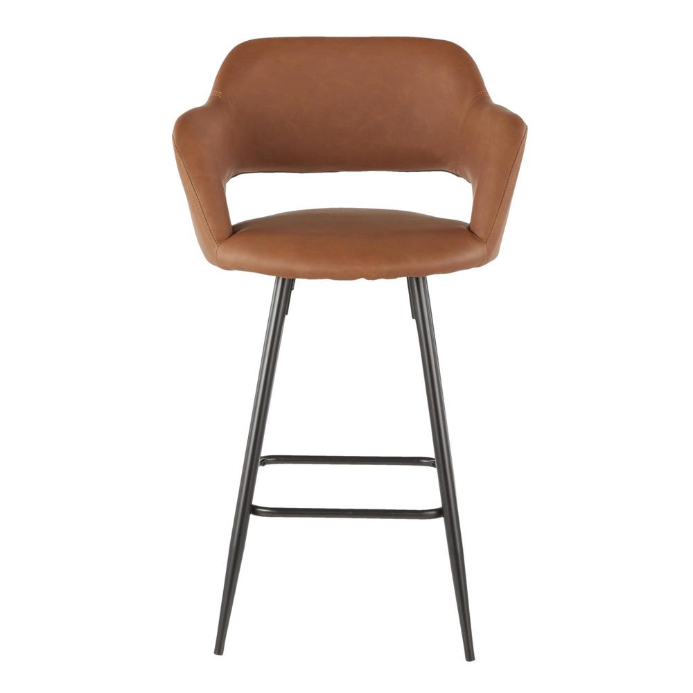 Black Metal, Brown PU Margarite Counter Stool - Set of 2. Picture 6