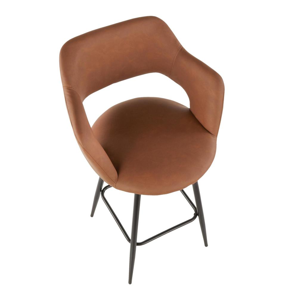 Black Metal, Brown PU Margarite Counter Stool - Set of 2. Picture 7