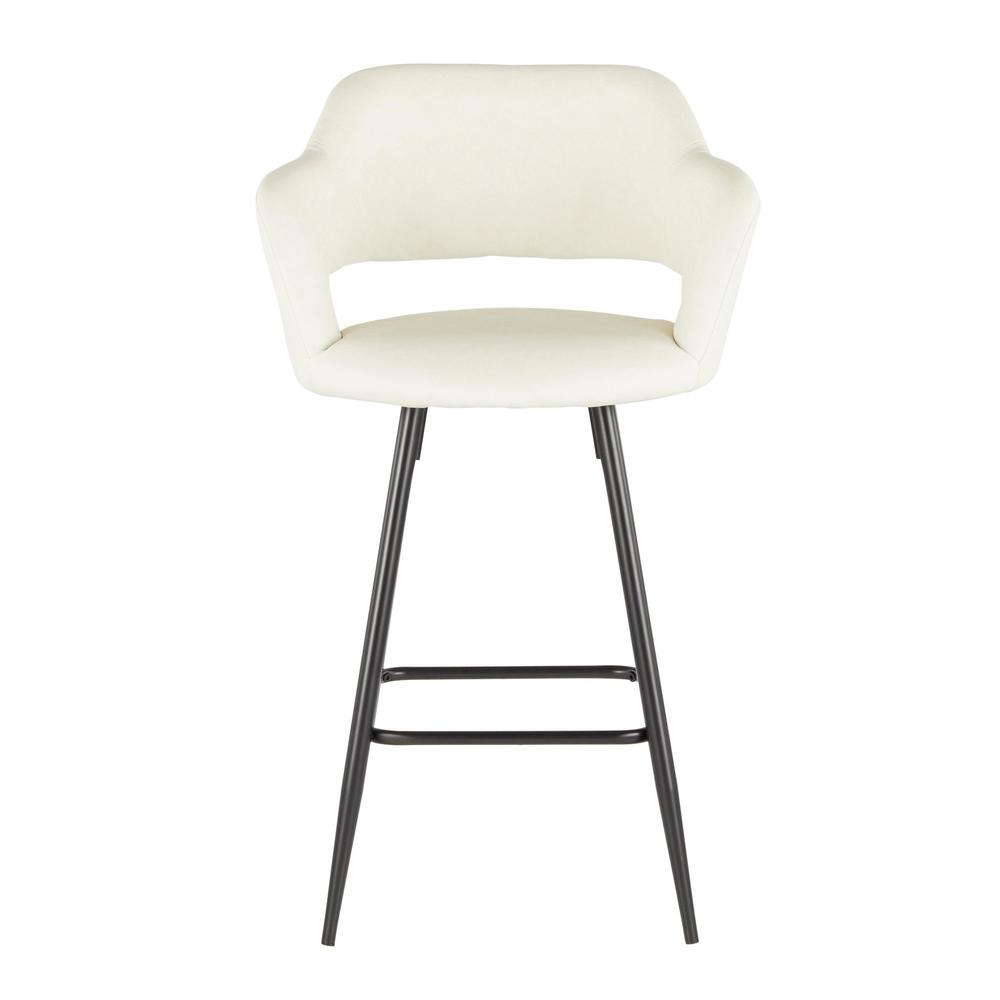 Black Metal, Cream PU Margarite Counter Stool - Set of 2. Picture 6