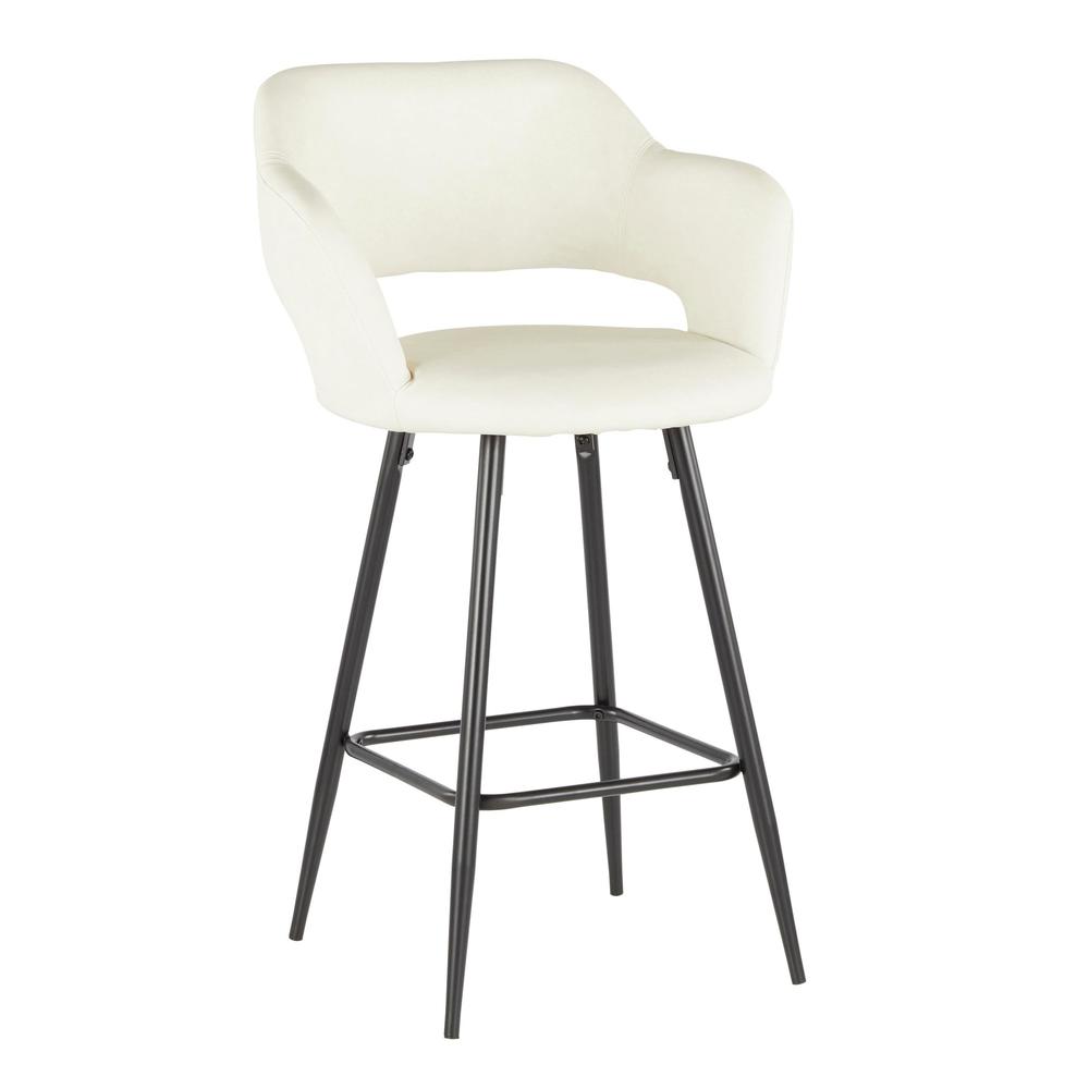 Black Metal, Cream PU Margarite Counter Stool - Set of 2. Picture 2