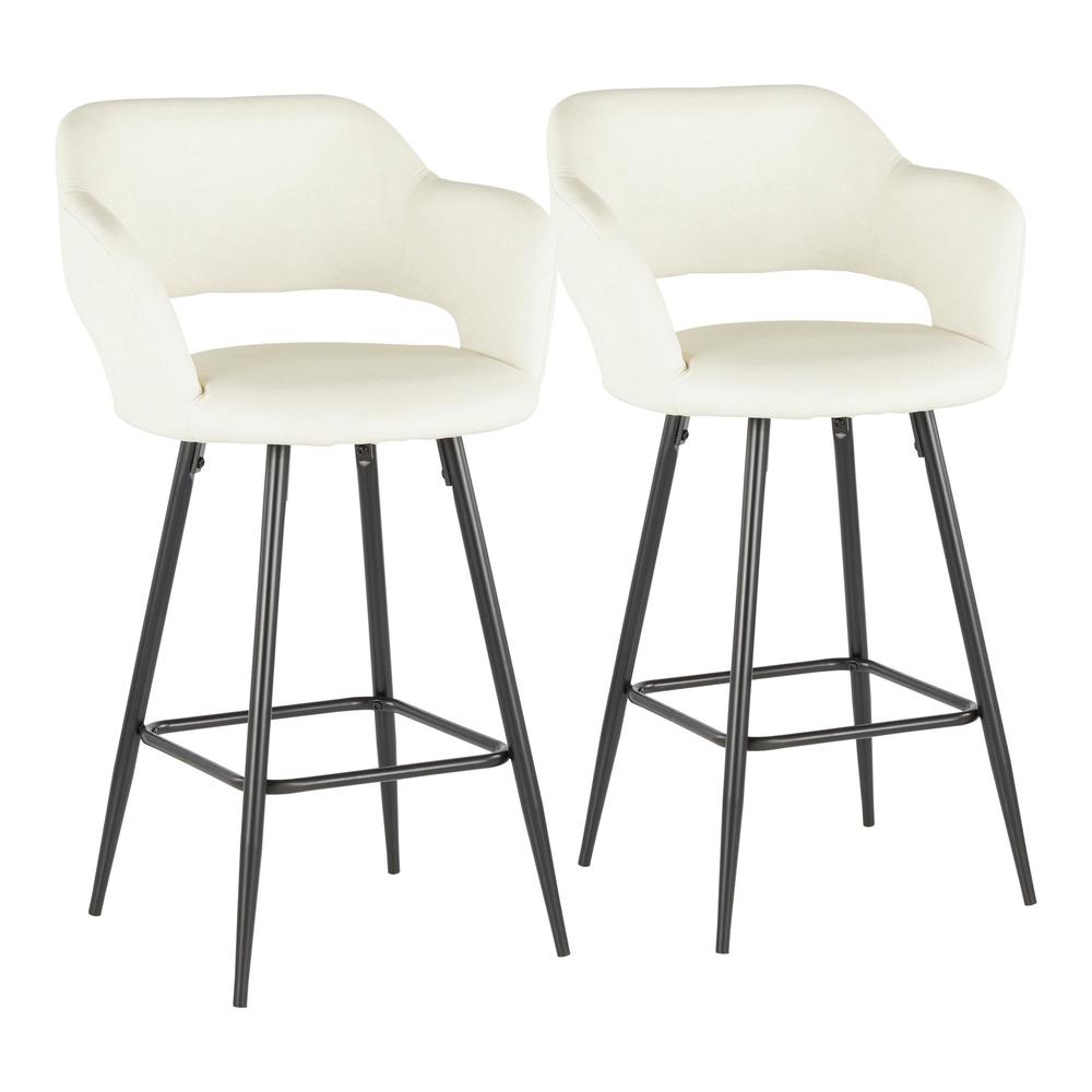 Black Metal, Cream PU Margarite Counter Stool - Set of 2. Picture 1