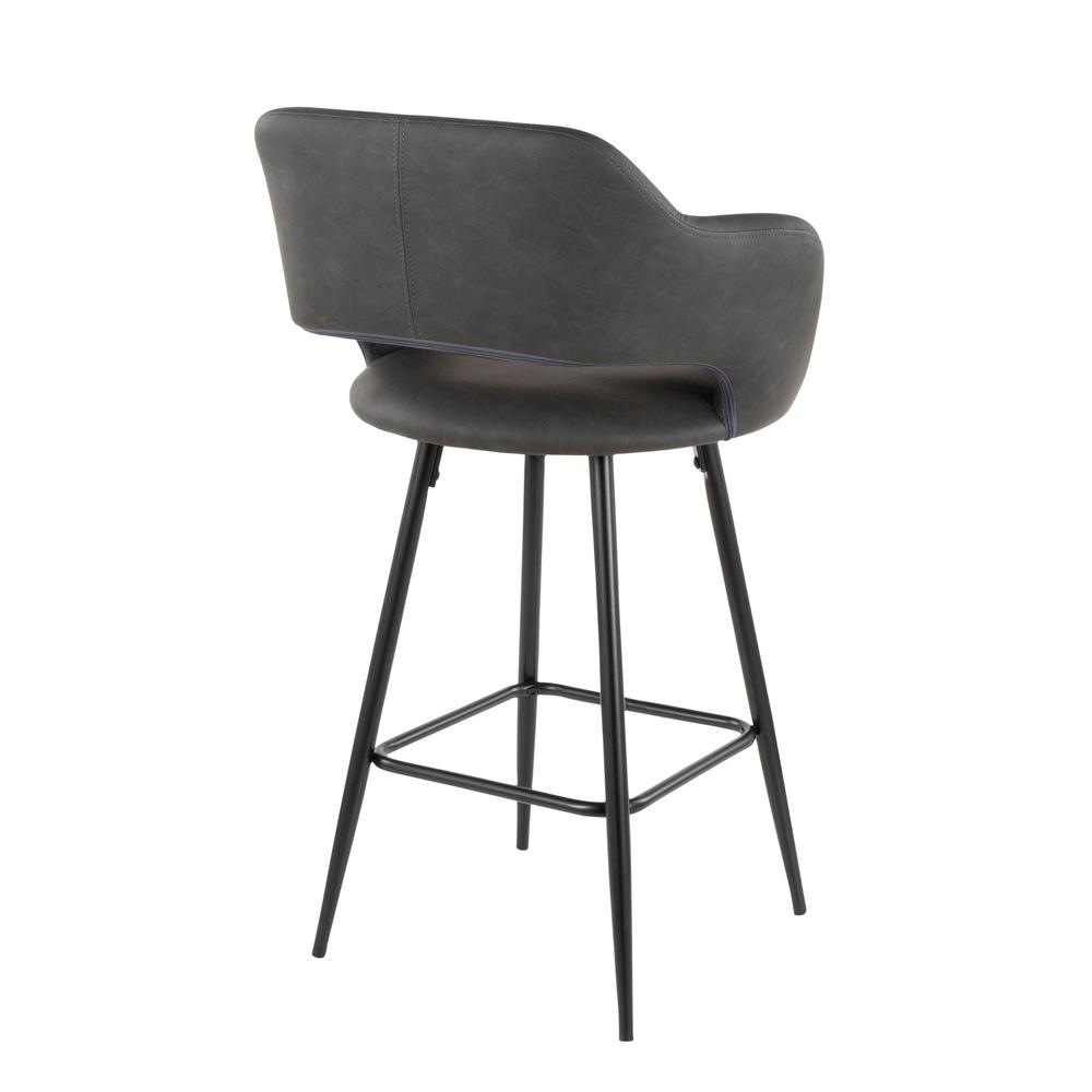 Black Metal, Grey PU Margarite Counter Stool - Set of 2. Picture 4