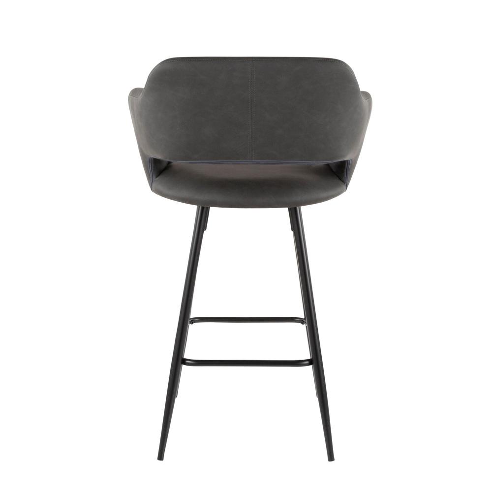 Black Metal, Grey PU Margarite Counter Stool - Set of 2. Picture 5