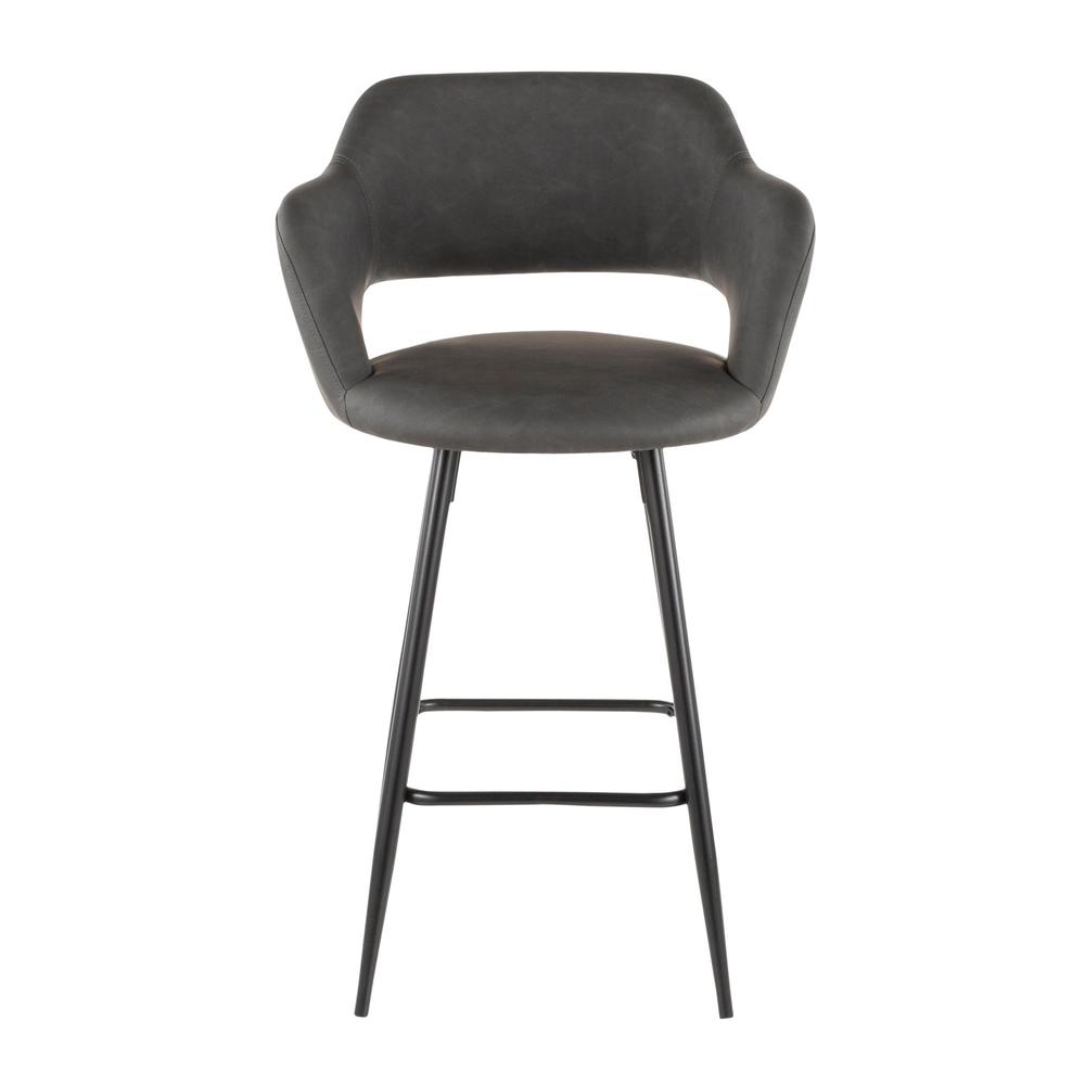 Black Metal, Grey PU Margarite Counter Stool - Set of 2. Picture 6