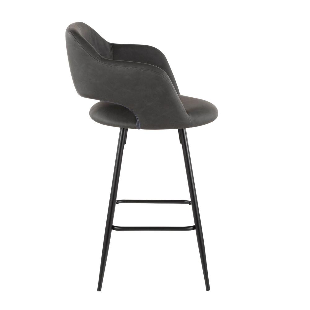 Black Metal, Grey PU Margarite Counter Stool - Set of 2. Picture 3