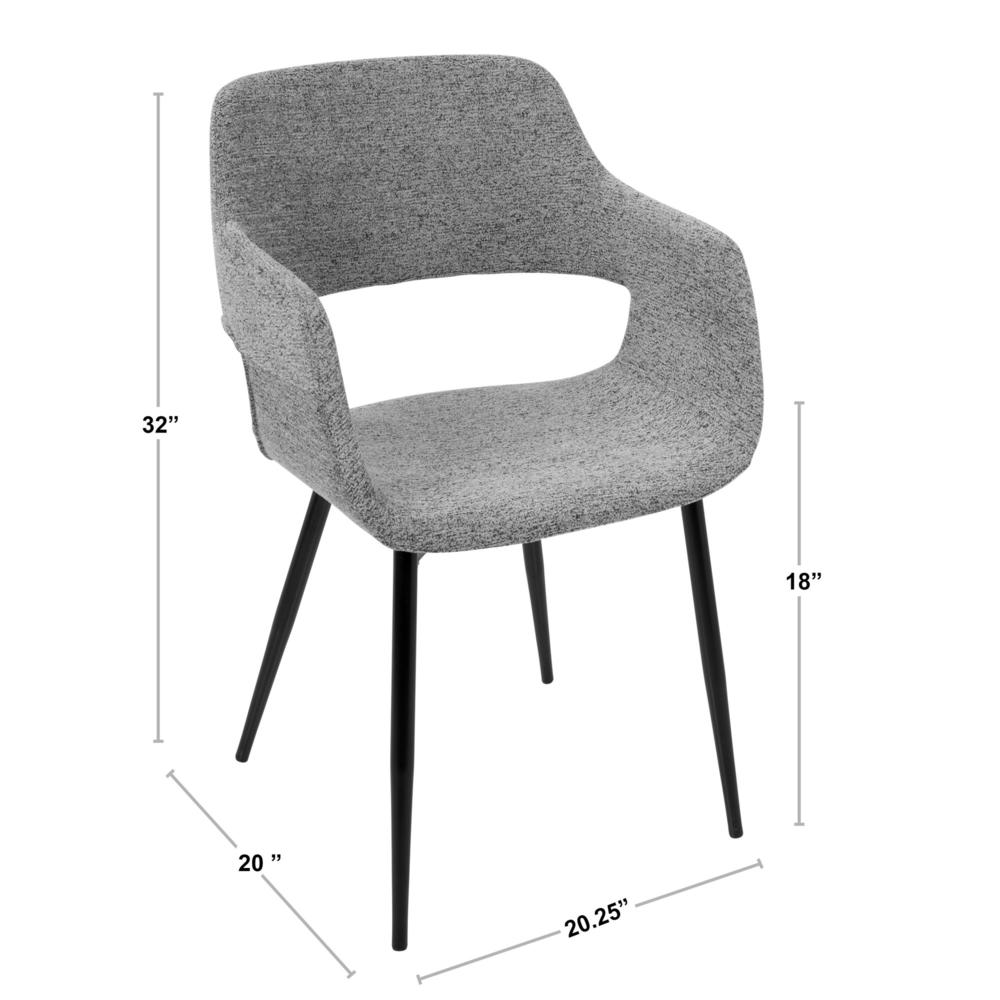 Grey Fabric, Black Legs Margarite Chair - Set of 2. Picture 8