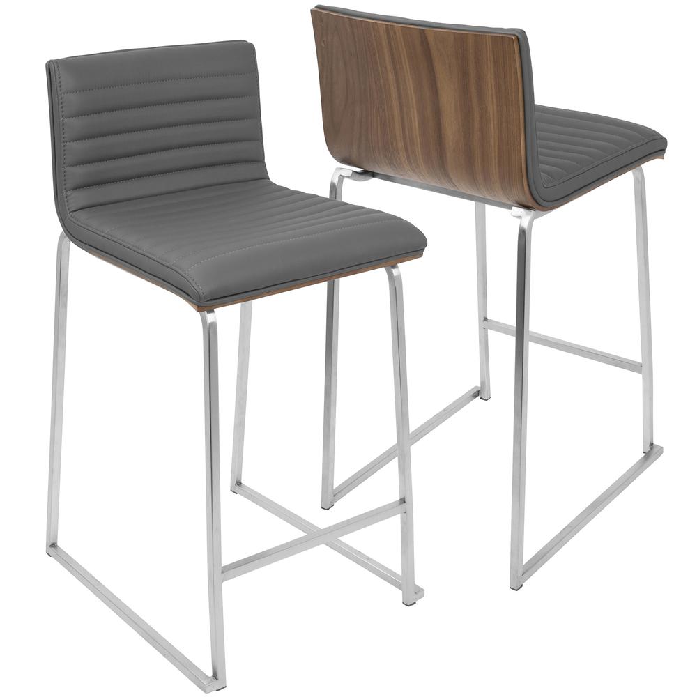 Walnut, Grey Mara Counter Stool - Set of 2. Picture 2