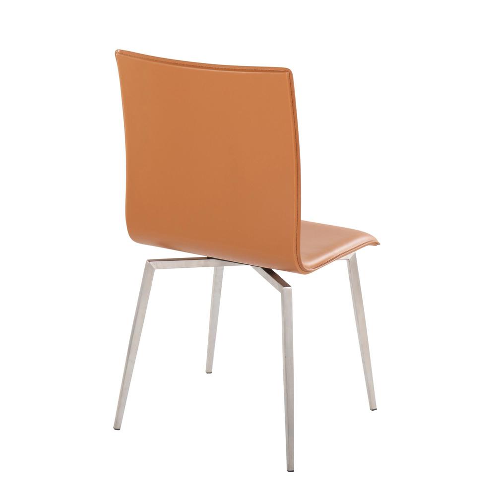 Stainless Steel, Camel PU Mason Upholstered Chair - Set of 2. Picture 4