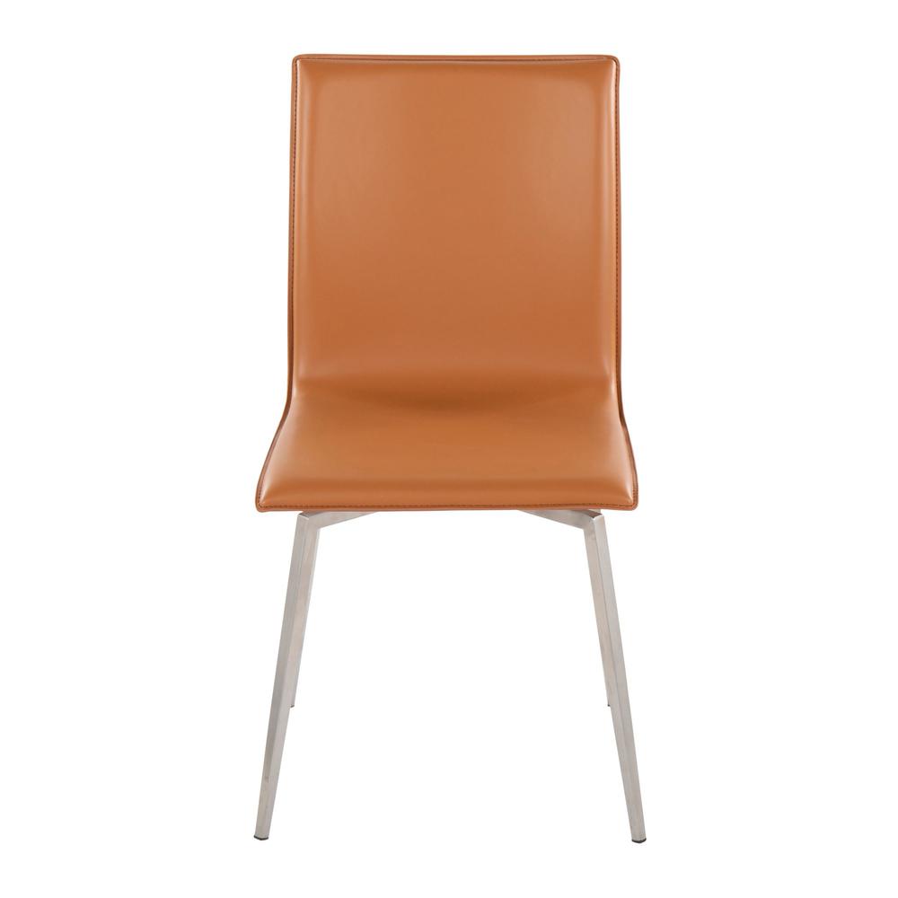 Stainless Steel, Camel PU Mason Upholstered Chair - Set of 2. Picture 6