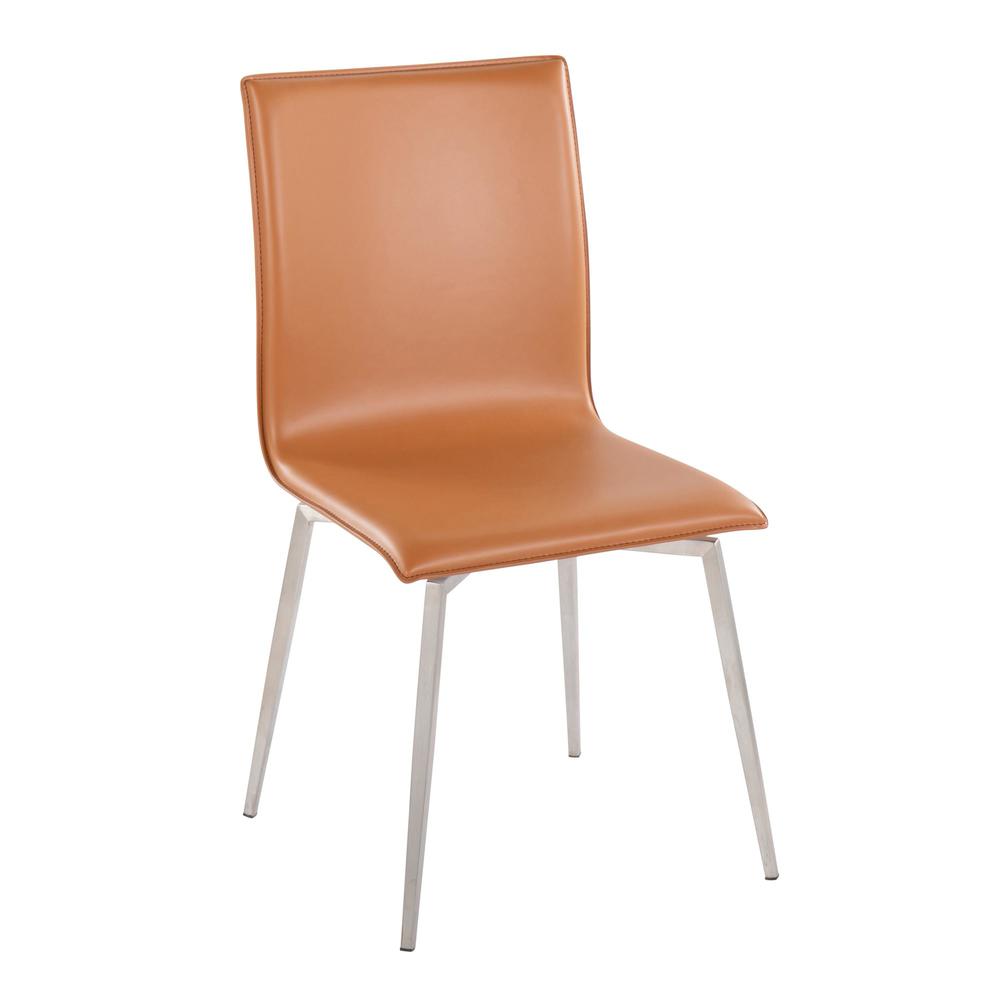 Stainless Steel, Camel PU Mason Upholstered Chair - Set of 2. Picture 2