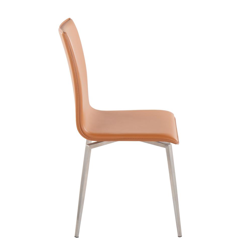 Stainless Steel, Camel PU Mason Upholstered Chair - Set of 2. Picture 3