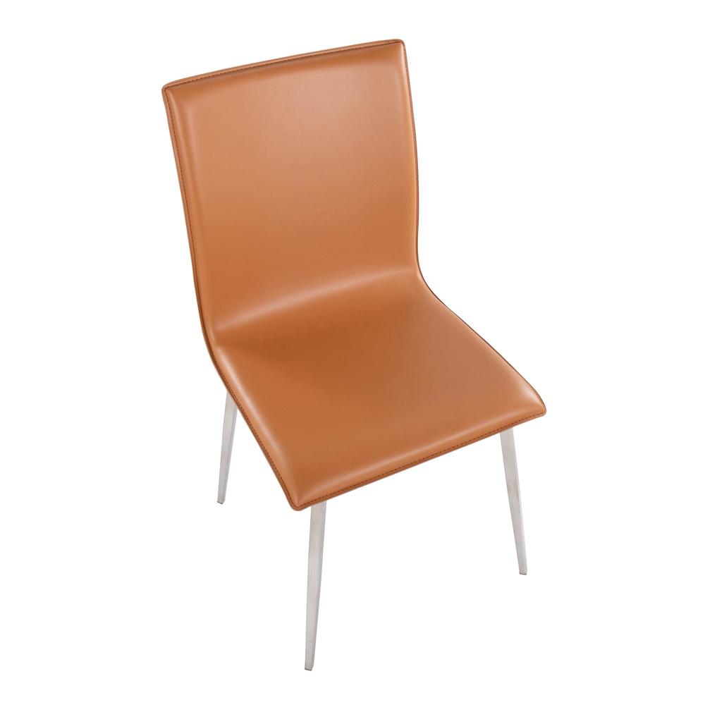Stainless Steel, Camel PU Mason Upholstered Chair - Set of 2. Picture 7