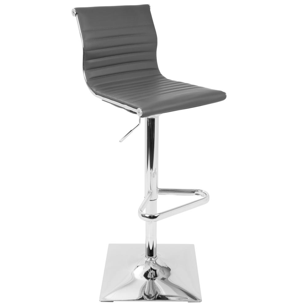 Masters Contemporary Adjustable Barstool with Swivel in Grey Faux Leather. Picture 1