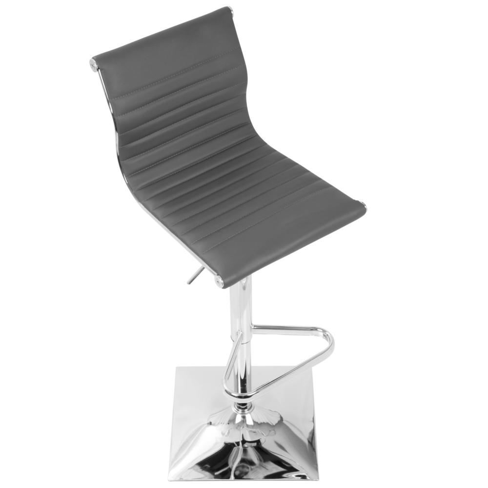 Masters Contemporary Adjustable Barstool with Swivel in Grey Faux Leather. Picture 6