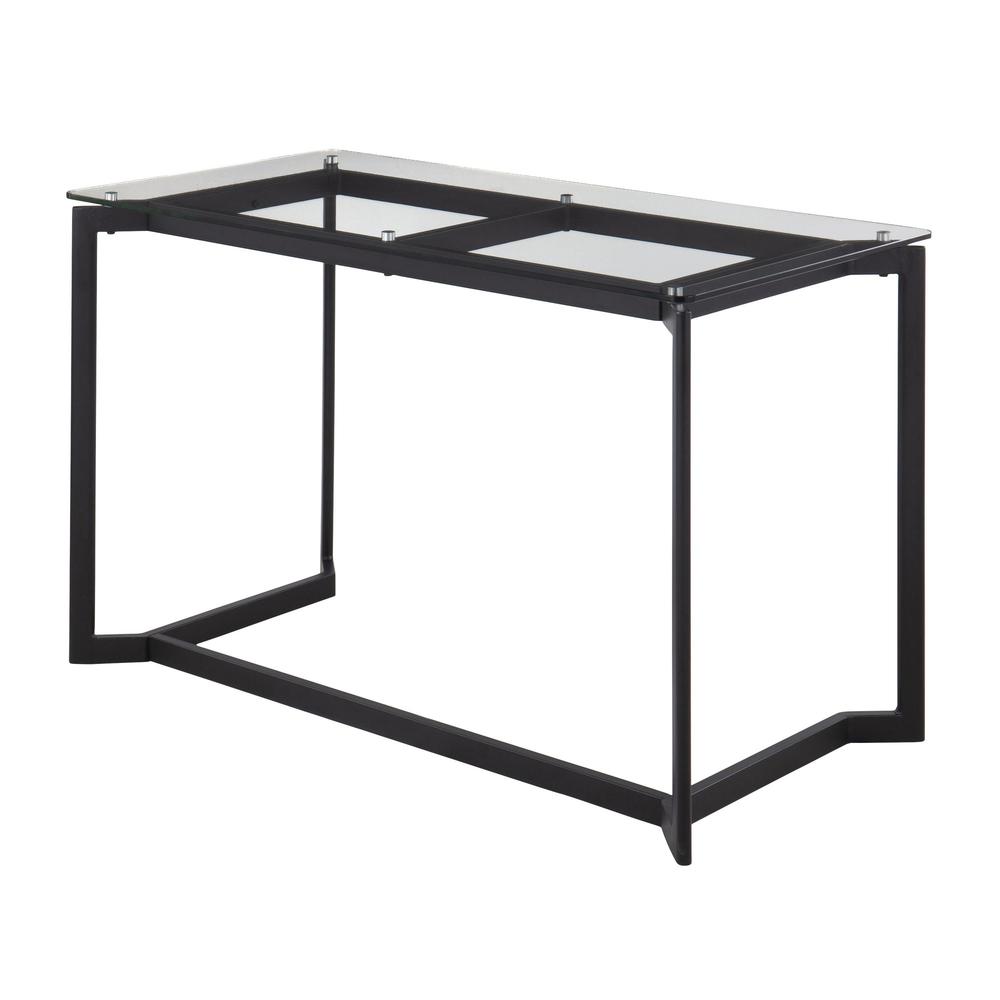 Black Steel, Clear Glass Masters Office Desk. Picture 3