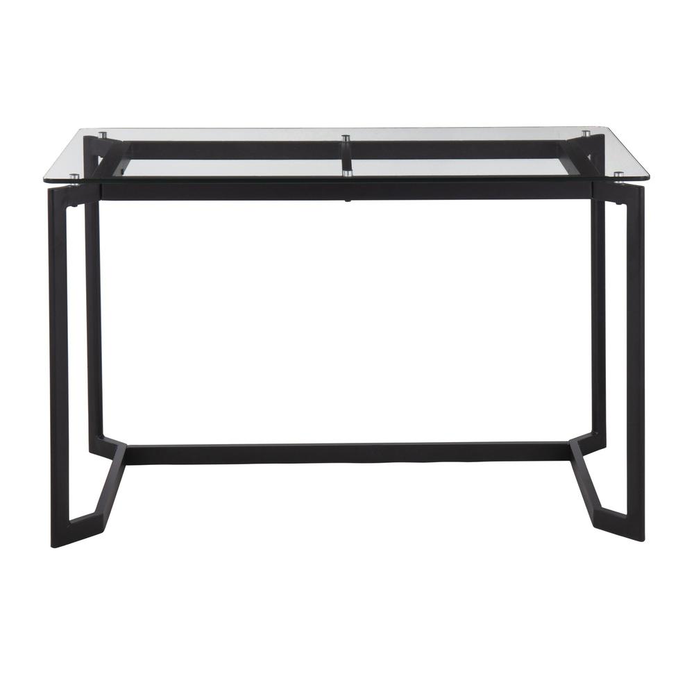 Black Steel, Clear Glass Masters Office Desk. Picture 5