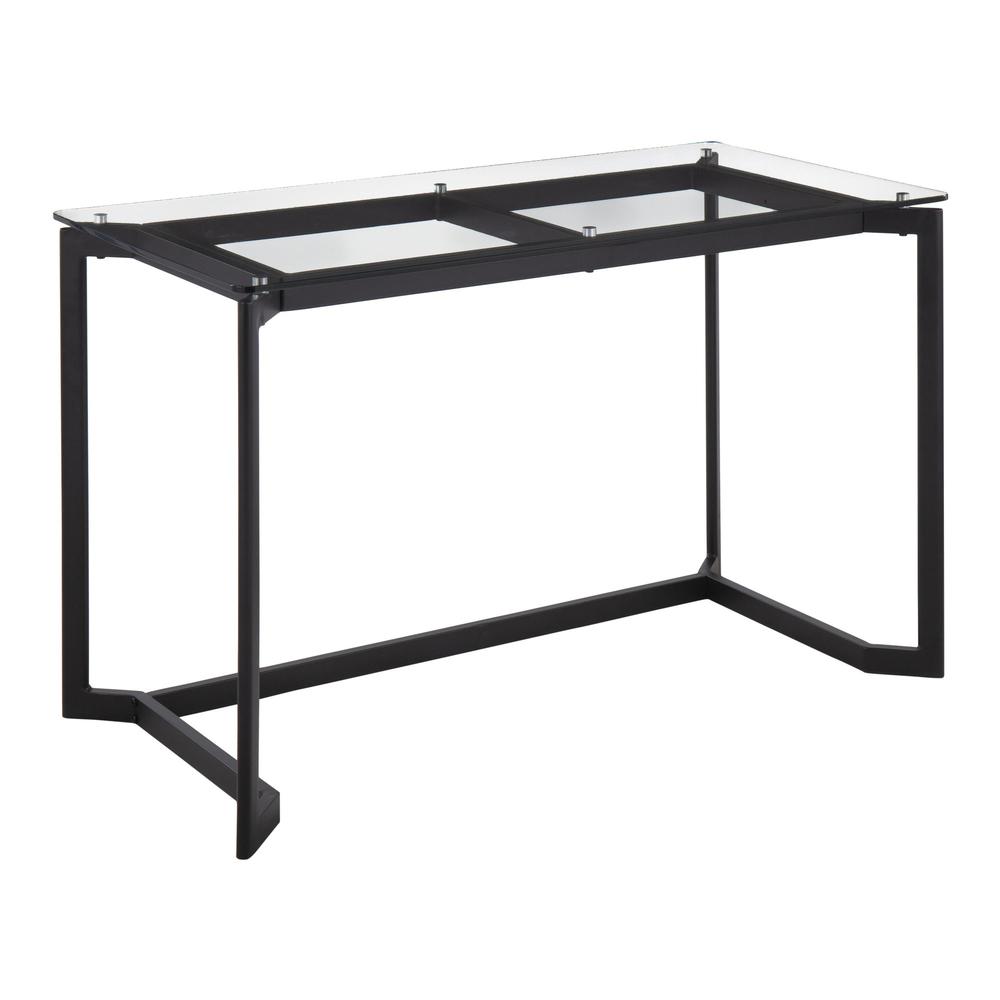 Black Steel, Clear Glass Masters Office Desk. Picture 1