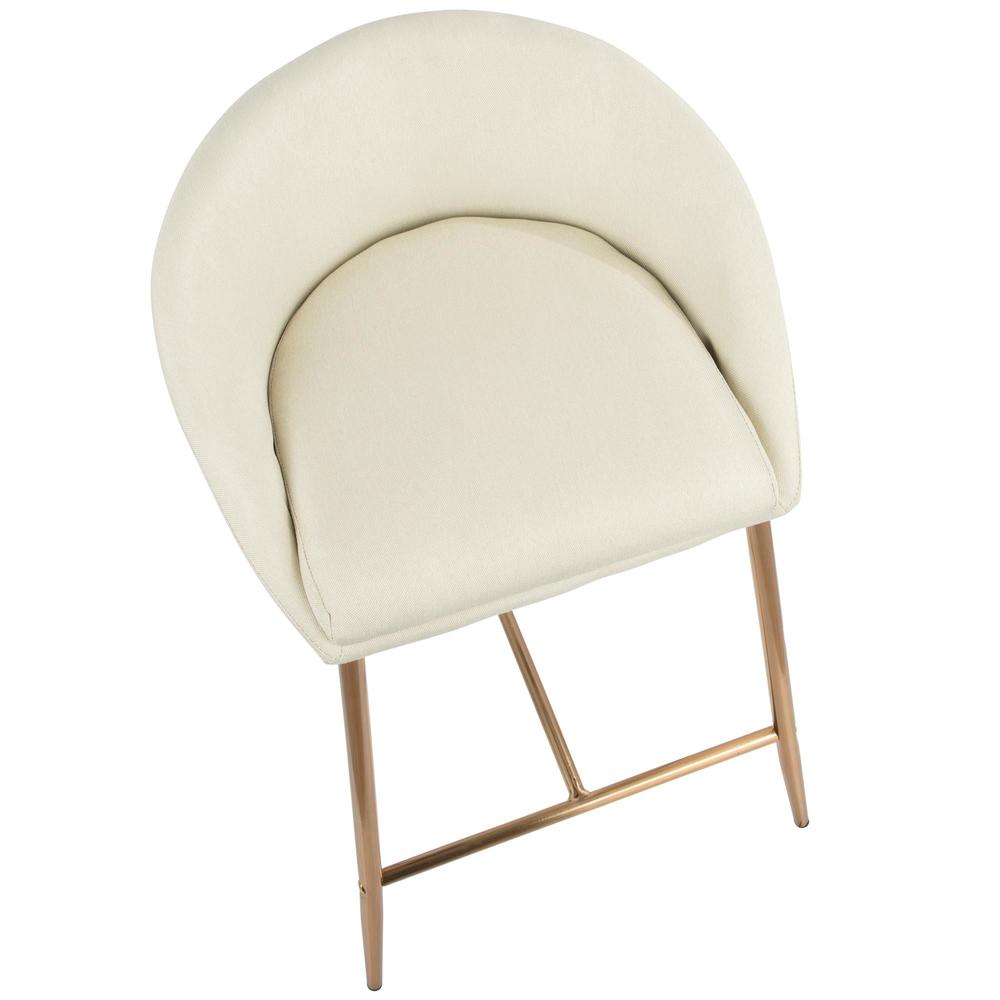 Gold, Cream Fabric Matisse Counter Stool - Set of 2. Picture 7