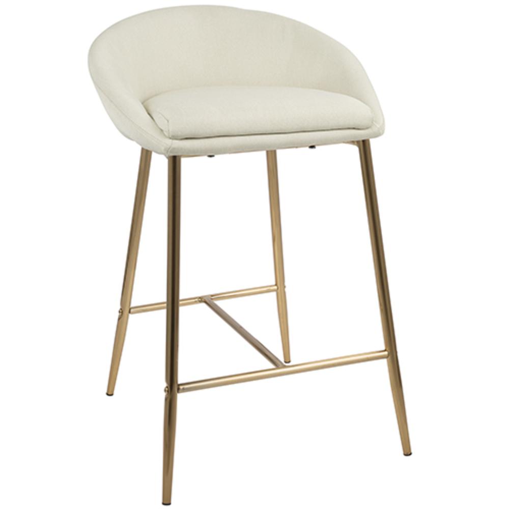 Gold, Cream Fabric Matisse Counter Stool - Set of 2. Picture 2
