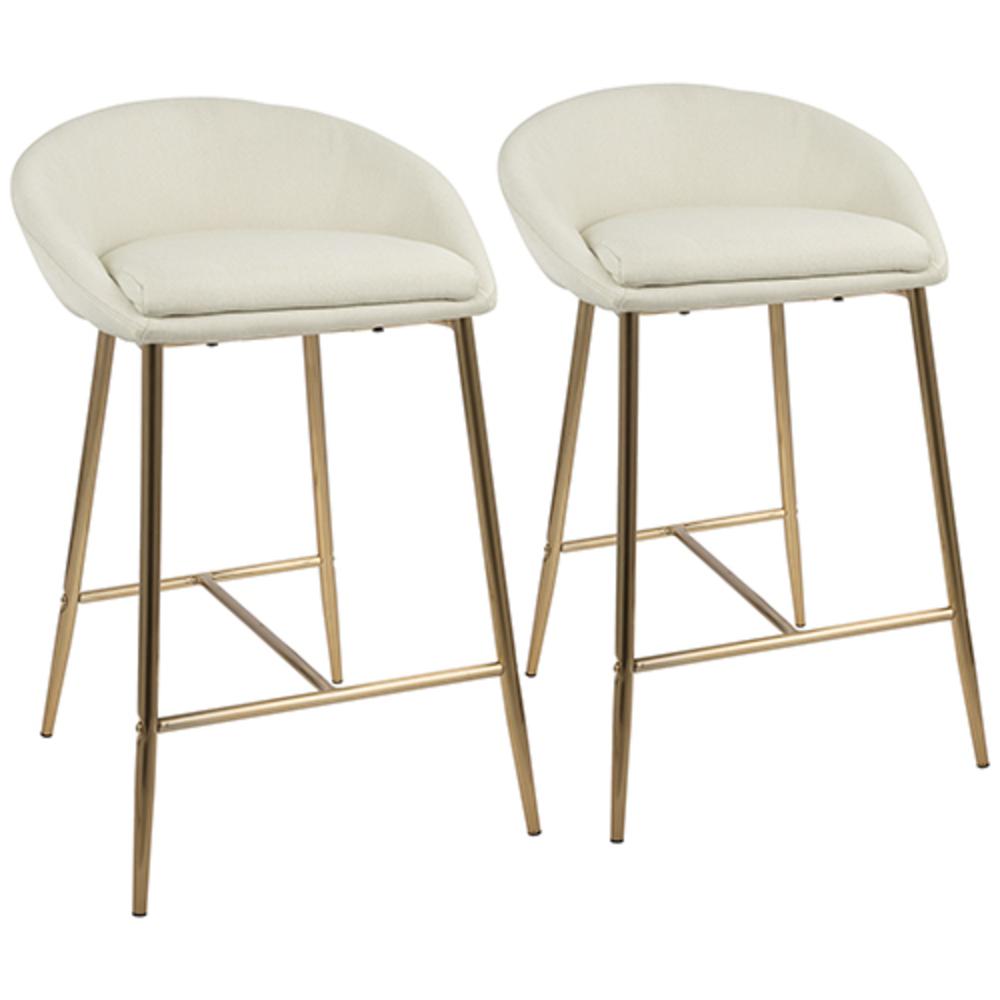 Gold, Cream Fabric Matisse Counter Stool - Set of 2. Picture 1