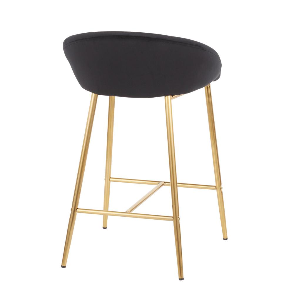 Gold Metal, Black Velvet Matisse Counter Stool - Set of 2. Picture 4